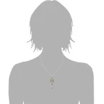 Pendant necklace shown on gray bust form at chest level with Star of David and bead dangle