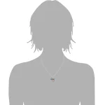 Pendant necklace shown on gray bust form at collarbone length with blue-purple Chai pendant