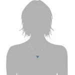 Pendant necklace shown on gray bust form at upper chest length with blue heart Chai pendant